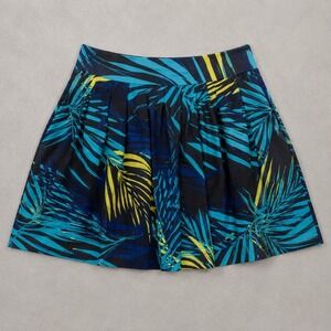 Apt. 9 Panel Pleated Skirt Size 14 Teal Floral Lined Spring Fall Y2K Retro New